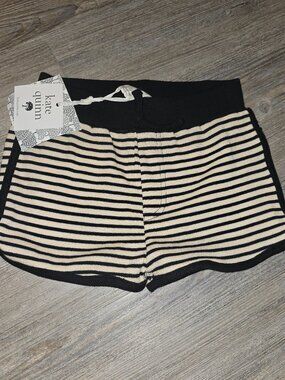 Kate Quinn Tan/Black Ribbed Cotton Retro Track Shorts 2T NWT